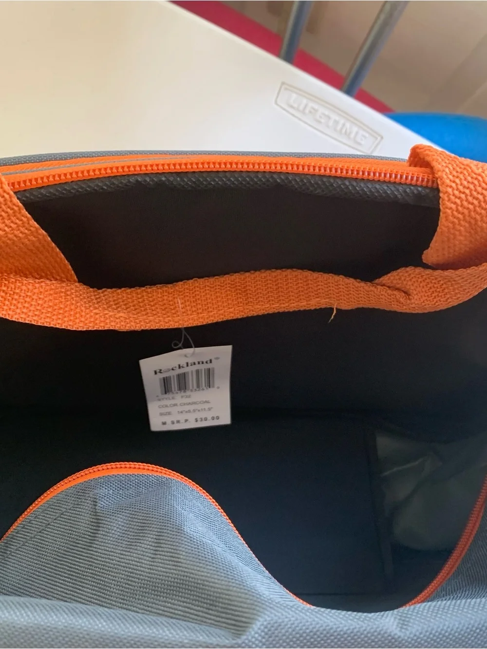 NWT ROCKLAND Charcoal Gray & Orange Soft side Carry On Travel Tote Bag